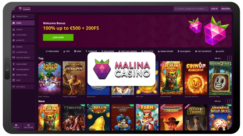 Bonus de bienvenue sur MalinaCasino